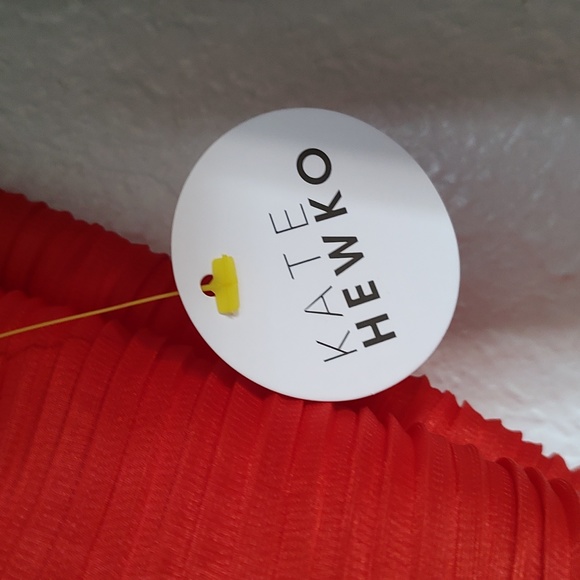 Kate Hewko Tiered Tassel Dress Accordion Pleated w/ Fringe Color Block - Picture 3 of 16